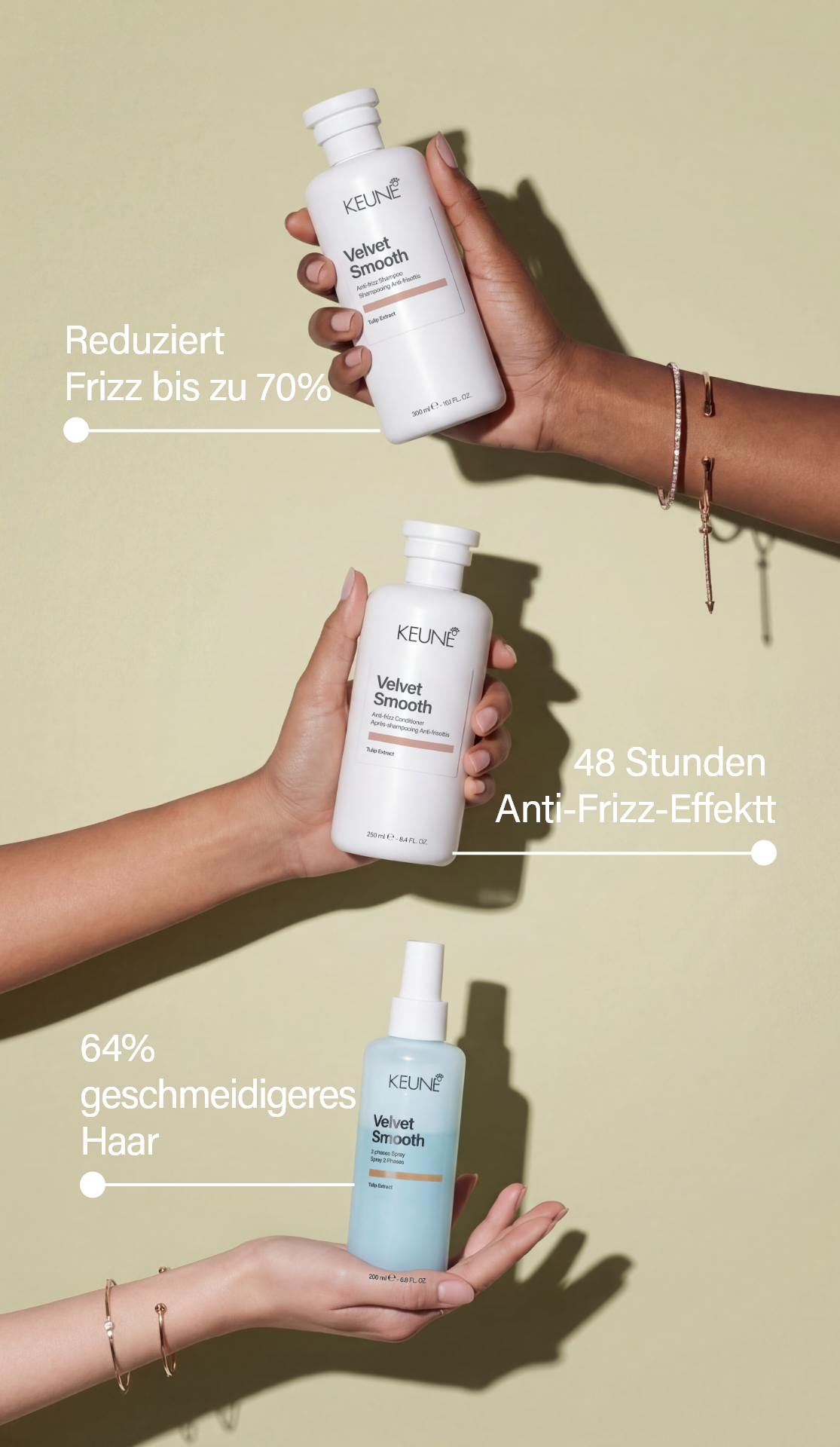 Kämpfst Du mit frizzigem, widerspenstigem Haar? Das Keune Velvet Smooth Shampoo bietet Dir die beste Haarpflege, glättet und pflegt Dein Haar bis zu 48 Stunden lang.