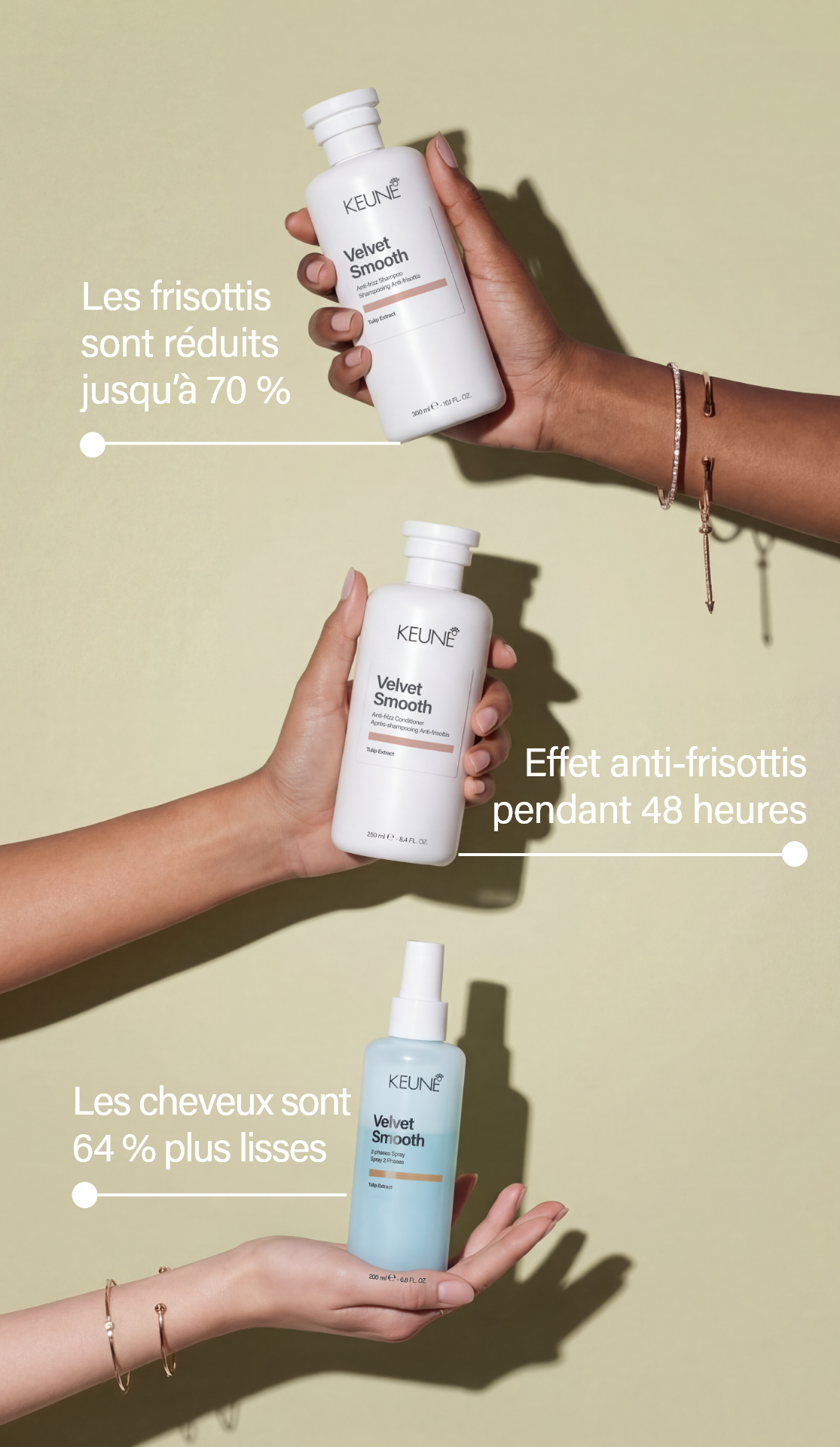 Vous luttez contre les frisottis et cheveux indisciplinés ? Le shampooing Keune Velvet Smooth offre le meilleur soin cheveux, lissant et adoucissant jusqu'à 48 heures.